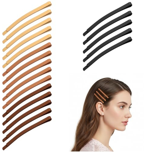 Tyqour 20PCS Extra Long Jumbo Bobby Pins for Thick Hair Curved Bobby Pins for Women Long Hair Pins for Styling Metal Hair Clips for Women Multicolor Matte Hairpins Hair Accessories