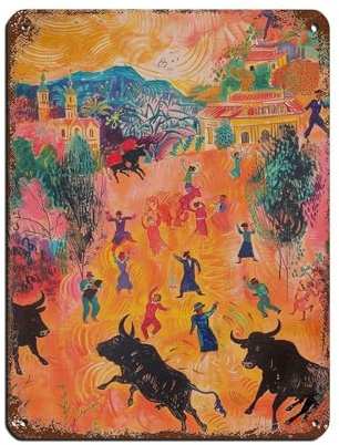 Póster retro de metal con impresión taurina española, arte elegante, pintura de hierro, bar, cueva, cafetería, garaje, decoración de pared, 30 x 40 cm