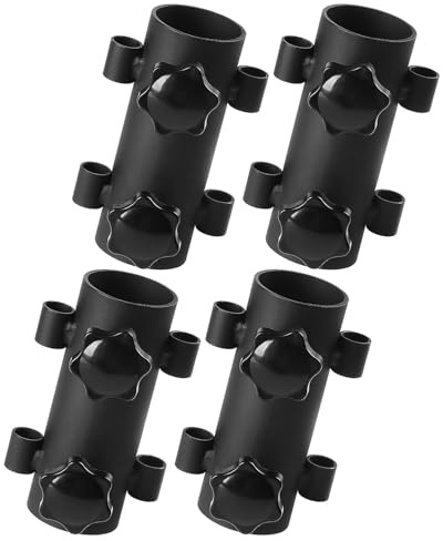 ANDRESLAD Lot de 4 Supports Réglables en Acier pour Poteaux de Tente d'Extérieur Tube de Fixation Large Diamètre pour Auvent Parasol et Tonnelle Base Robuste Anti-Vent pour Camping