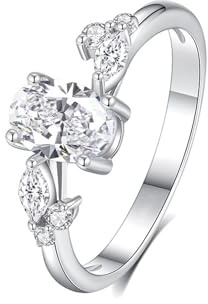 Ayoiow Verschlungen Vorsteckring Weißgold 585 für Damen mit 1ct Moissanit, Ring Damen 585 Gold, 14 Karat Weißgold Größe 53 (16.9)