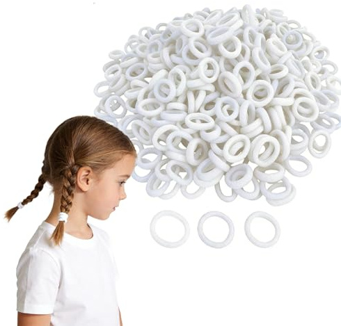 YAWYO 300 st Hårsnoddar för Småbarn, Elastiska Tofshållare 20mm, Hårband för Bebisar, Barn och Flickor (Vit)