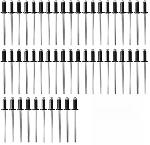 50 Stück Aluminium-Blindnieten mit großem Flansch, Schwarz, 3,2 mm x 8 mm – Ideal für Hochfeste Verbindungen in Bau, Automobil und Möbelmontage (3.2mm x 8mm)