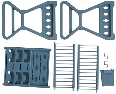 ABOOFAN Mensola per Lavello da Cucina a Doppio Strato, Scolapiatti Multifunzionale in Plastica Ecologica Blu, Portaoggetti Stabile Contenitore Bacchette Rimovibile, Scaffale Organizzatore
