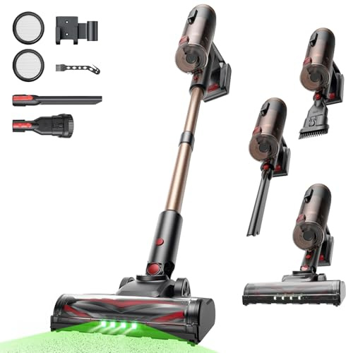 Proscenic P11 Ultra+ Aspiradora sin Cable 50KPa/500W/50Min, Ligera y Autónoma, Aspiradora Escoba Vertical Potente con Luz Verde, Cepillo Antienredos y Pantalla LED, Alfombras/Suelos/Pelo de Mascotas