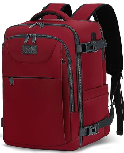 LYNXCHER Zaino Ryanair 40x30x20 Bagaglio a Mano Da Viaggio Cabina Aereo Under Seat Approvato per EasyJet Wizz Air Eurowings 24L Porta Computer 15,6 Pollici,Rosso Scuro
