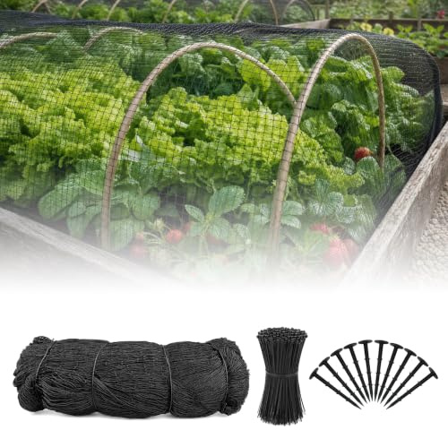 7.5 Mx15 M Vogelschutznetz – Vogelnetze Feinmaschig für Gärten, Teichnetz Feinmaschig für Obstbäume und Gemüse, Teichschutznetz with 10 Heringen und 50 Kabelbindern, Reißfestes Nylon Vogelnetz