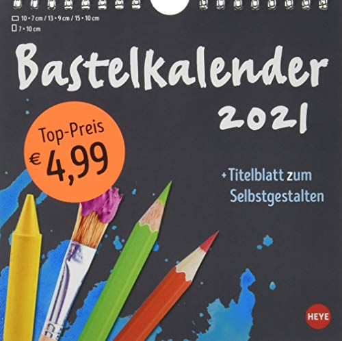 Bastelkalender 2021 anthrazit klein - mit Titelblatt zum Selbstgestalten und Monatskalendarium - Format 17,5 x 17,5 cm