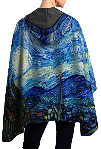 RainCaper van Gogh Starry Night Womens Rain Cape Poncho with Hood Reversible