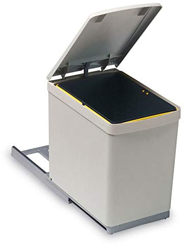 Pattumiera scorrevole con 1 secchio – Numero di secchi: 1 – Decorazione: grigio – Capacità: 16 litri – Per cassettone di larghezza 300 mm – H 360 mm – P. 380 mm – L. 230 mm – Materiale: PVC