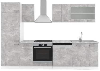 Vicco Küchenzeile R-Line, Beton, 300 cm