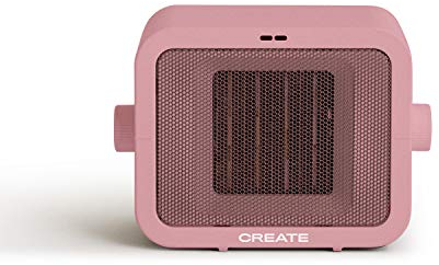 CREATE WARMIC – Termoventilatore in ceramica per la stanza, riscaldatore portatile, 1500 W, termostato regolabile, 2 modalità di potenza, riscaldamento ad aria calda PTC, colore: rosa pastello