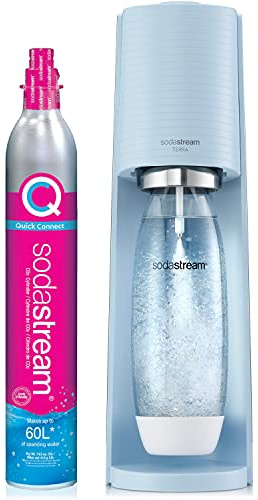 SodaStream Terra Sparkling Water Maker (Misty Blue) with CO2 and Dishwasher Safe Bottle