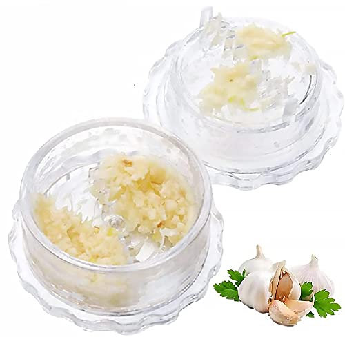 KOMUNJ Knoblauchmühle, schnelle Zubereitung von Mahlzeiten, Knoblauch-Werkzeug, einfach zu reinigen, Manuelle Kunststoff-Knoblauchpresse mit Aufbewahrungstopf, Leicht zu Reinigender Küchenhelfer