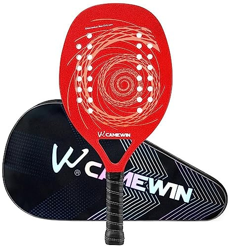 Racchetta da paddle da beach tennis con anima in schiuma EVA, racchetta da beach tennis in fibra di carbonio con superficie in grana con borsa for il trasporto, attrezzatura professionale for sport (