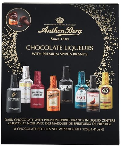 Anthon Berg 8 Chocolate Liqueurs, Famous Spirits with a Delicious Liquid Filling, 125 g (Pack of 1)