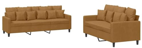 vidaXL Juego de Sofás 2 pzas, Sillones de TV con Cojines, Sofás de Descanso Relax, Asientos Tapizados para Salón Hogar, Terciopelo Marrón