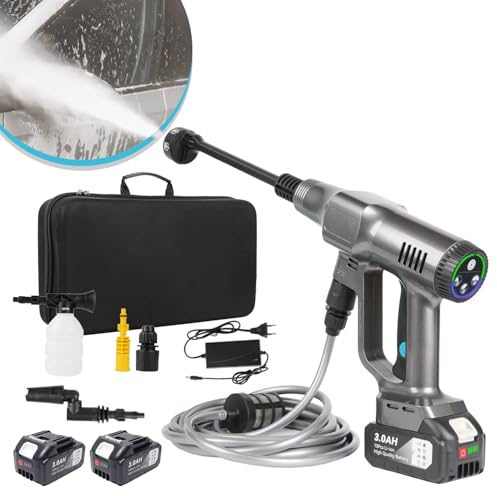 COSYLE Cordless Pressure Washer,Max 200 Bar - 3 Adjustable Levels Portable Pressure Washer,6-in-1 Pressure Nozzle,with 2-Pack 3.0Ah 18V Battery Pressure Washer,Jet Washer for Car/Floor/Garden Cleaning