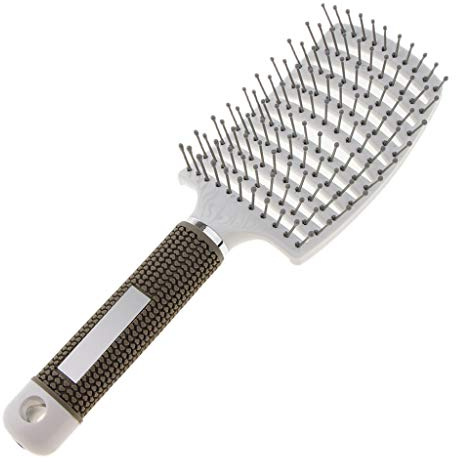 Cepillo de pelo curvado grande con ventilación para desenredar el secado del cuero cabelludo, masaje blanco
