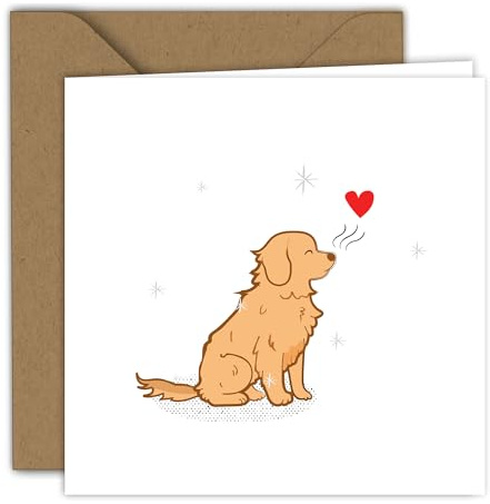 Valentinstag Karte für Sie und Ihn, Liebeskarte, Jahrestag, Jubiläumskarte, Valentinstagskarte, Herzmensch (Hund mit Herz) | Klappkarte (15 x 15 cm) – mit Kraft Umschlag – Innen blanko