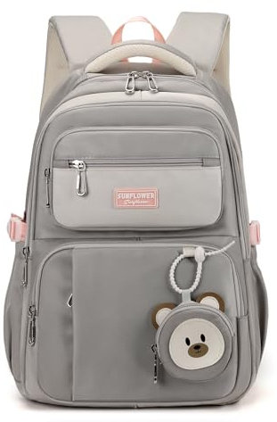 Travistar Schulranzen Jungen Schulrucksack mädchen Teenager Schultasche rucksäcke Sporttasche Daypack für Schule Ranzen mit Viele Fächer Laptopfach School Bags Grau Nylon(40L)