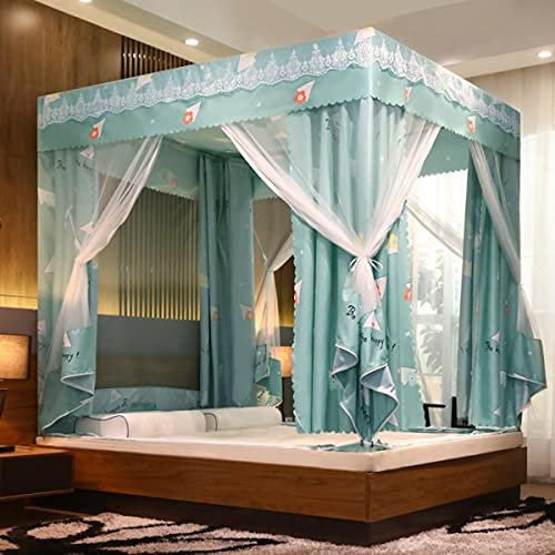 GLLBQEAG Baldacchino per Letto, zanzariera in Poliestere a Doppio Strato, Tende oscuranti, 3 ingressi, Tenda a Maglie Fini Anti-zanzare, zanzariera per Camera da Letto, Facile Installazione, Verde, 1