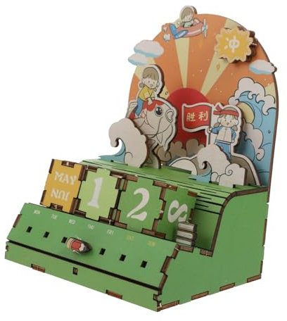 DIYEAH Calendrier de Bureau en Bois Simple Mini Décoration Chic Bricolage Éducatif Accessoire Pratique pour Garçon et Filles Calendrier de Planification Temps