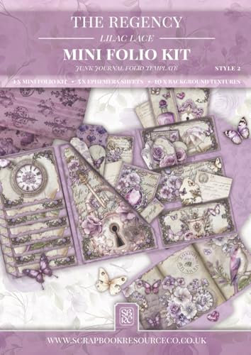 The Regency Lilac Lace Mini Folio Kit Style 2: Junk Journal Folio Template