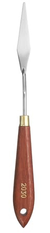 QUARKZMAN Couteaux à Peinture Outil De Peinture 2.76 x 0.59 Lame En Acier Inoxydable En Forme De Larme Longueur 8.86 Spatula Couteaux à Peinture Avec Trou Manche En Hêtre, Rouge/Argent