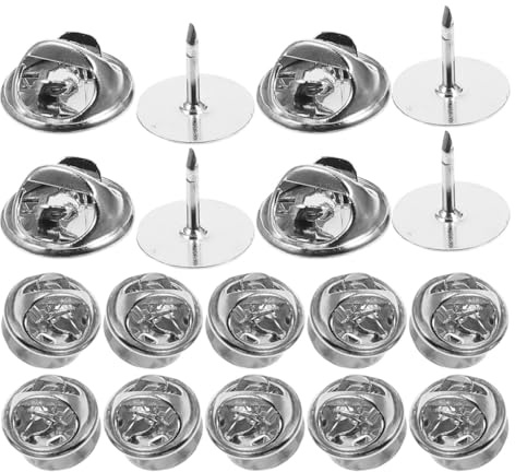 NUOBESTY 20 Piezas de Pasadores de Bloqueo para Broches, Base de Alfiler de Corbata de Acero Inoxidable, Cierre Seguro de 8 Mm para Manualidades y Fabricación de Joyas