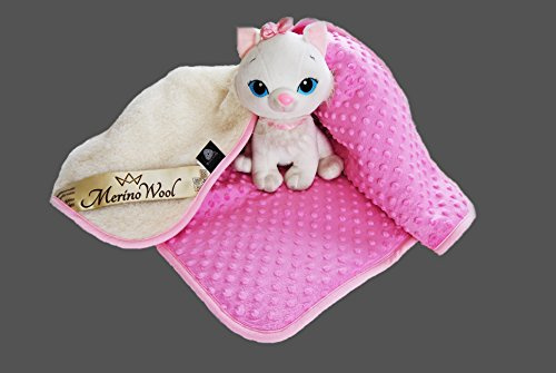 Merino Wool Caldo & Bellissimo Cachemire Rosa Coperta/Trapunta per il Bambino, dimensioni 75/100 cm