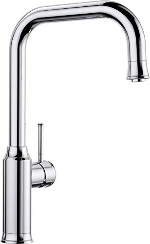BLANCO LIVIA-S | Küchenarmatur in chrom | Hochdruck | Mit herausziehbarem Schlauch | Rückflussverhinderer | Keramik Kartusche | Gesicherte Wasserqualität & wassersparend