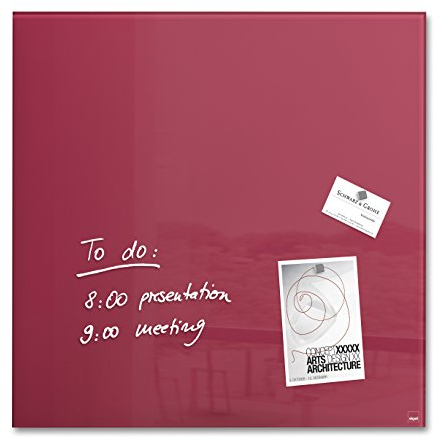 SIGEL GL272 Premium Glas-Magnettafel 48 x 48 cm beerenrot hochglänzend, SGS geprüft, einfache Montage, incl. 3 Magnete, Artverum