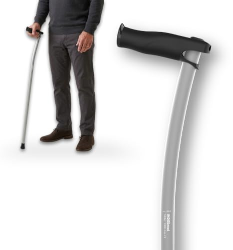 Verstellbarer Gehstock aus Aluminium Leicht Ergonomisch (Grau, S) | Orthopädischer Antitendinitis-Griff, Modernes Design, Damen & Herren, Patentierte Verstellung, für Erwachsene | INDESmed
