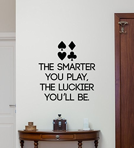 Poker Quote Wall Decal Play Cards Chips Casino Motivational Lettering Poster Vinyl Sticker Room Bedroom Wall Art Decor Mural 103quo