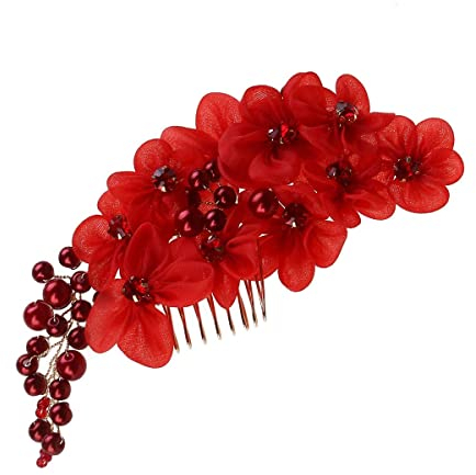FRCOLOR Hochzeit Haarschmuck Perlen Haarspange Mit Strass Blumen Design Für Braut Verlobung Party Abschlussball Haarkamm Frauen Haarschmuck