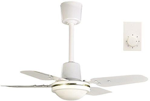 Sichler Haushaltsgeräte Ventilator Decke: Kompakter Deckenventilator, 4 Metallflügel, 3 Stufen, Ø 61 cm, 70 Watt (Deckenventilator mit Fernbedienung, Stallventilator Decke, Kühl)