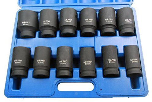 US PRO 12PC 3/4'' DR 6PT Deep Impact Sockets Metric 24-41mm 1360