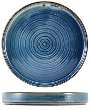 Genware PR-PBL26 Terra Lot de 6 assiettes de présentation en porcelaine Bleu turquoise Diamètre 260 mm Hauteur 26 mm