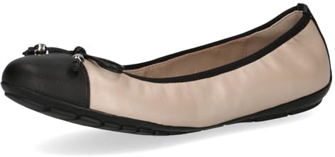 CAPRICE Damballerinaskor av läder med lack, Beige kam, 41 EU