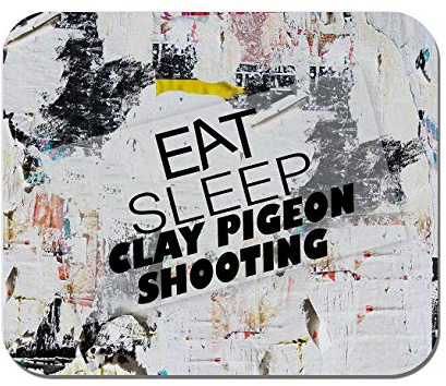 Makoroni - EAT Sleep Clay Pigeon Shooting Sport - Non-Slip Rubber - Computer, Gaming, Office Mousepad