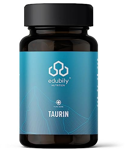edubily nutrition® Taurin Kapseln für 90 Tage • Veganes Produkt ohne unerwünschte Zusatzstoffe • Laborgeprüft • 90 Kapseln im Braunglas zu 100% recyclingfähig