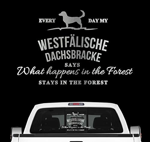siviwonder Westfälische Dachsbracke Vintage Hundeaufkleber Hundemotiv Auto Folie Jagdhund Farbe Silber, Größe 30cm