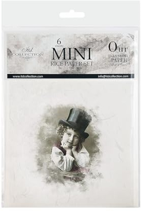 ITD Collection - Mini Reispapier Kreatives Set 14,8 x 14,8 cm (6 Blätter), Decoupage Reispapiere für Basteln, Papier zum Dekoration, Mehrfarbig (RSM021), Retro stripes II