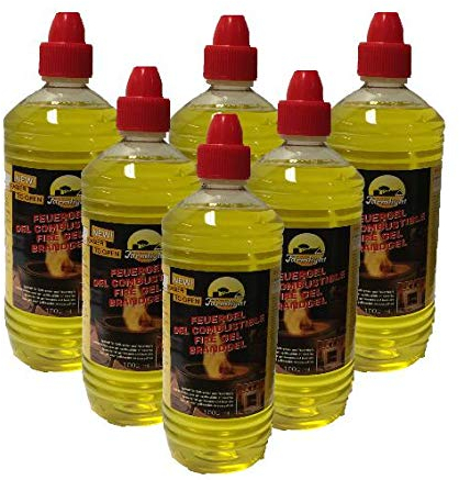 Brenngel 6X 1 Liter Flaschen für Gelkamine Ethanolkamine Wandkamine Bodenkamine