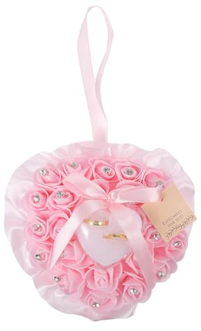 Wedding Ring Pillow Heart Shape Wedding Ring Pillow Ring Box Cushion Rose Cushion Ring Box Wedding Favors Pink