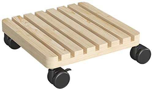 MESURE Pflanzenroller Eckig Aus Holz,Kübelroller Aus Massivholz Tragkraft,Rolling Planter Trolley Topfpflanze Ständer Mit Rädern, Hochleistungsanlage Dolly Rollen Für Innengarten Im Freien