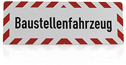 Betriebsausstattung24 Hinweisschild „Baustellenfahrzeug“ - Magnetfolie Größe (BxH): 29,7 x 10,5 cm - Baustellenfahrzeug - Autoschild - Hinweisschild Kraftfahrzeuge - KFZ