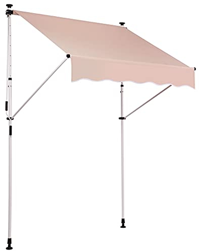 CLP Tenda da Sole Westerly I Regolabile in Altezza I Foratura Non Necessaria I Protezione Solare in Stoffa I Antimacchia E Idrorepellente, Colore:Beige, Dimensione:350x120 cm