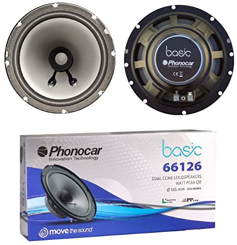 2 ALTOPARLANTI compatibile con PHONOCAR BASIC 66126 a doppio cono 16,50 cm 6,5 di diametro da 25 watt rms e 60 watt max 4 ohm 90 db auto, a coppia
