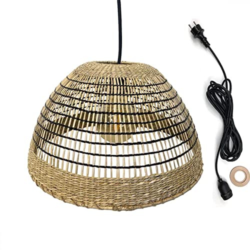 Lumisky Suspension sur secteur pour l'extérieur CESARE OUTDOOR CABLE en herbe marine tressée style bohème 5m de longueur de câble